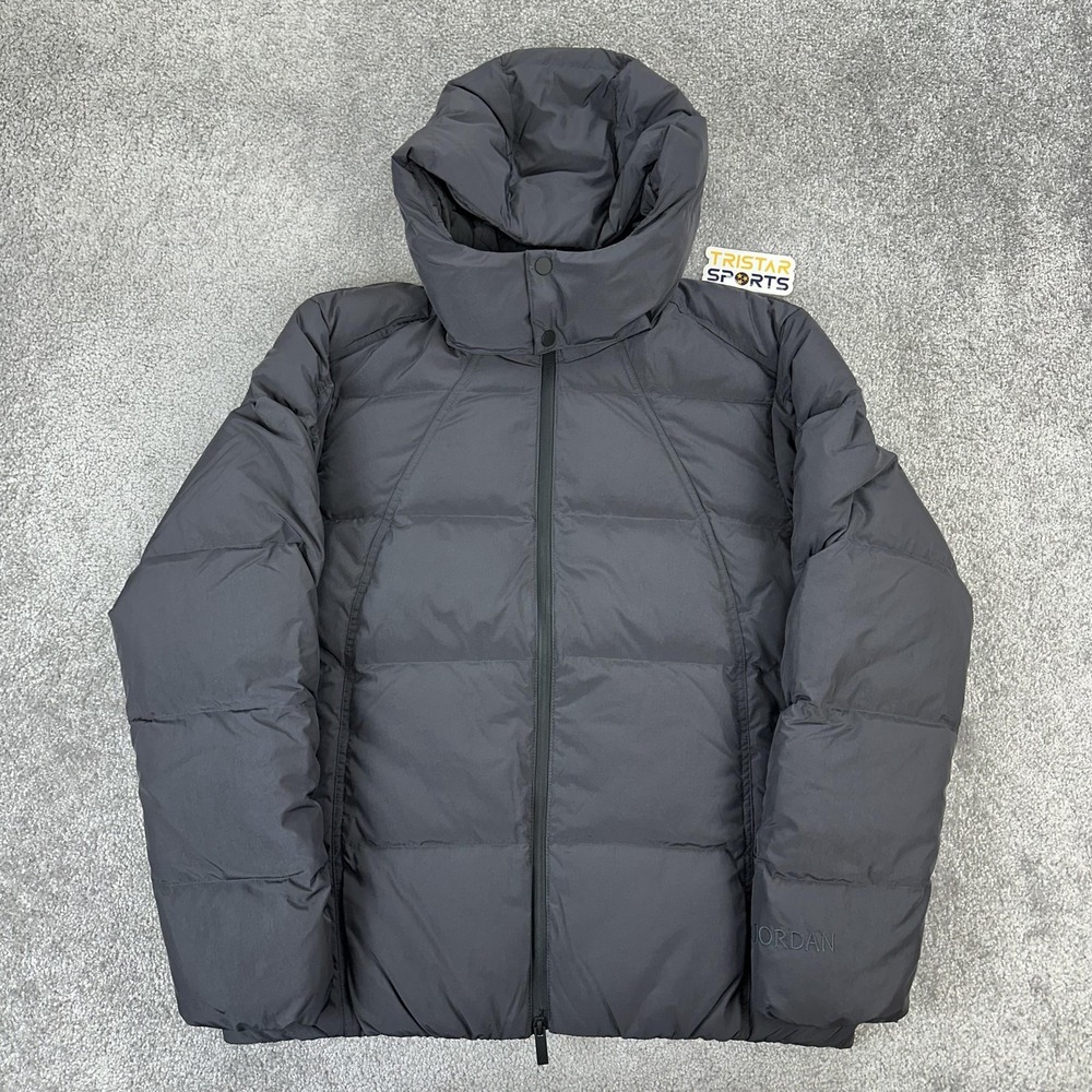 Nike Jordan Jacket Mens Small Gray Therma-FIT Down Puffer Hooded Coat FV7219-060